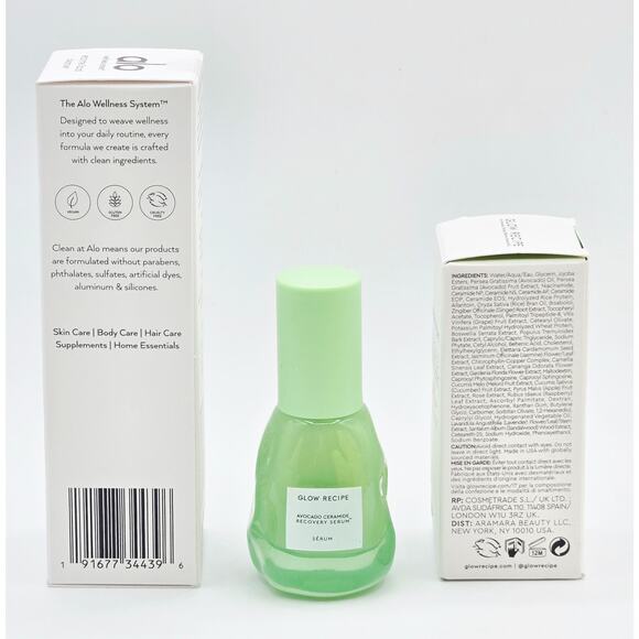 ALO GLOW Enzyme Facial Cleanser 3.2 oz & Glow Recipe Avocado Ceramide Serum 1 oz - Picture 2 of 4